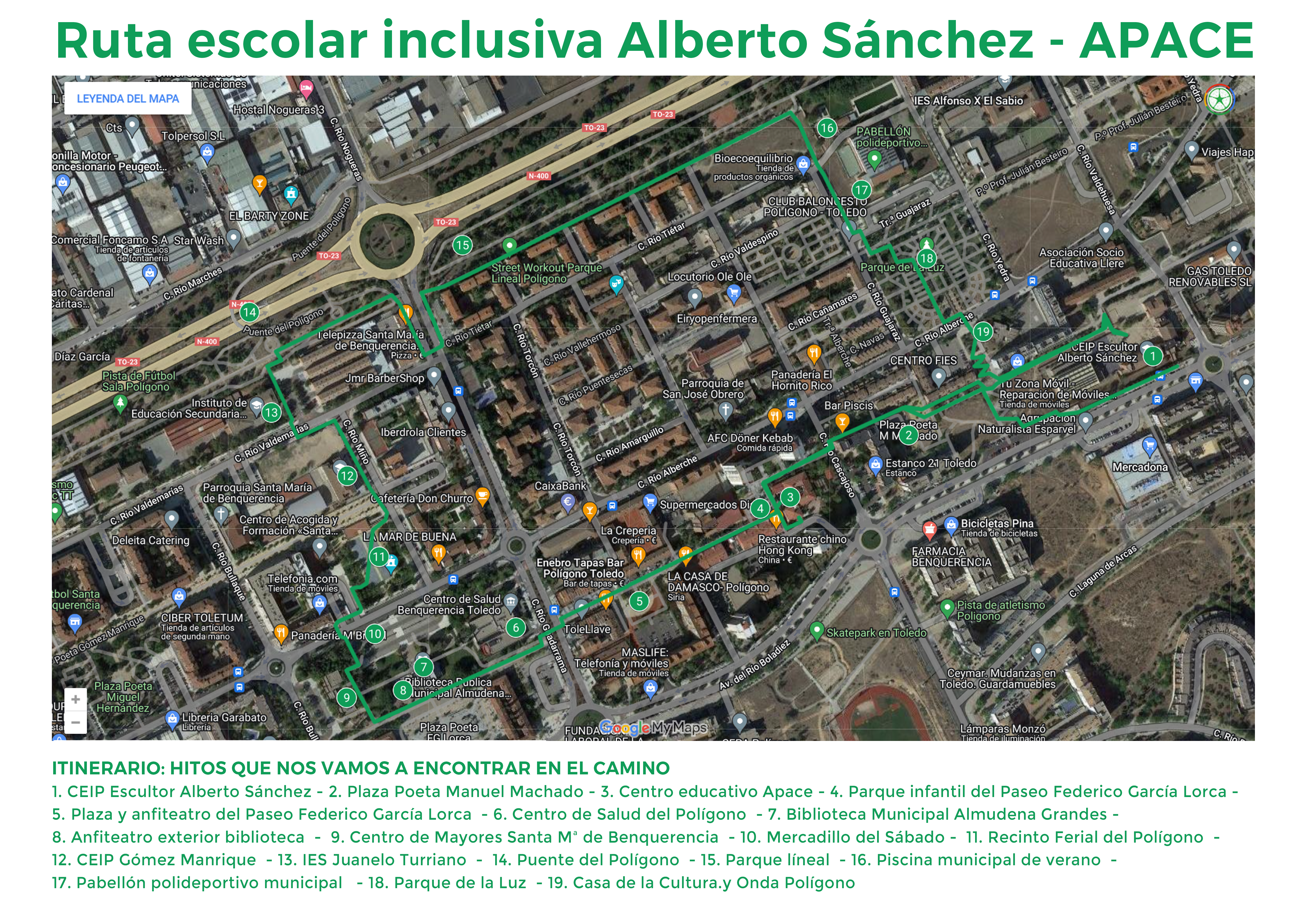 Mapa e itinerario Ruta Alberto Sanchez APACE
